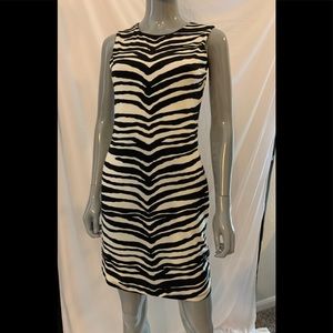 Jennifer Lopez Zebra Print Sleeveless Lined Dress
